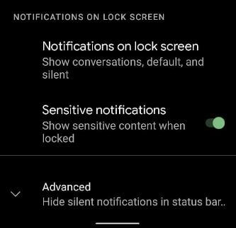 How to Hide Sensitive Notifications Content on Lock Screen in Pixel 5