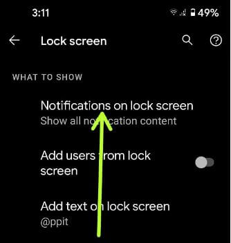 Show all notification content on lock screen on Google Pixel 5