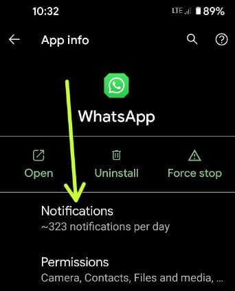 WhatsApp notifications bubble on Pixel 5