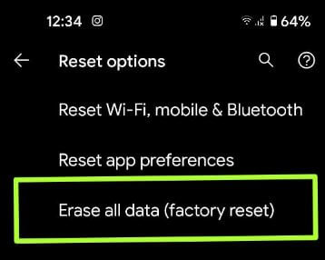 Factory Reset Pixel 5 to erase all data