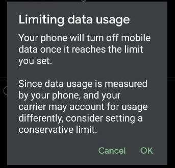 Limit data usage on Google Pixel 5 Phone