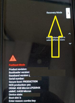 Pixel 5 Recovery Mode setting for factory reset