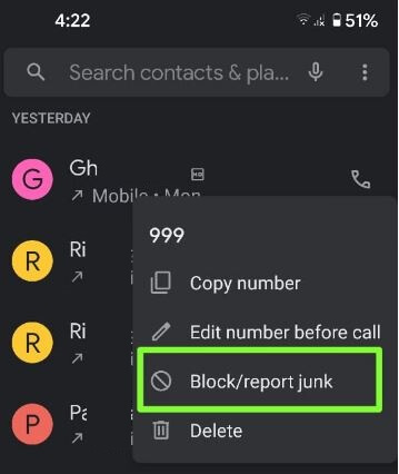 Report junk on Google Pixel 5