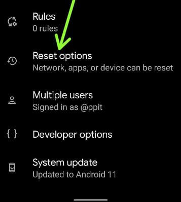 Reset all settings to default in Google Pixel 5