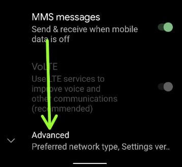 Advanced settings in your Pixel 5 device to enable WiFi calling