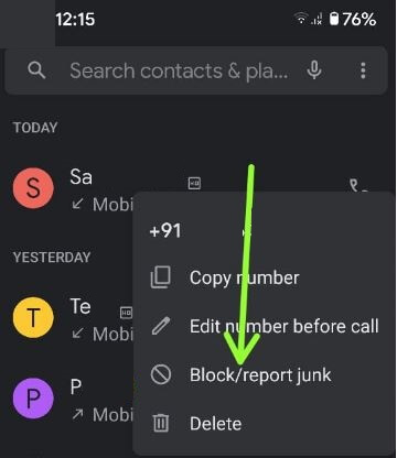 Block a Mobile Number on Pixel 5