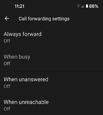 Call forwarding settings on Pixel 5