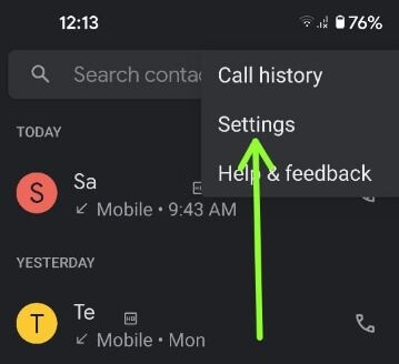 Go to Phone app settings to use caller ID on your Pixel 5