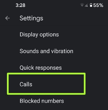 Go to calls settings to enable Pixel 5 wifi calling