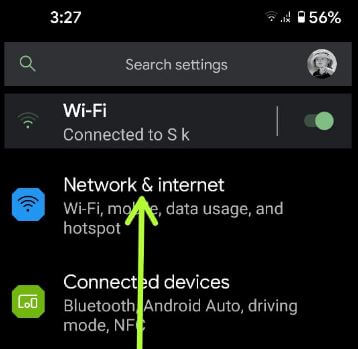 Network and internet settings to use WiFi calling Pixel 5