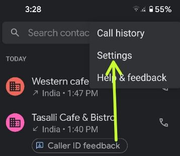 Phone app settings to go wifi calling Pixel Smartphone