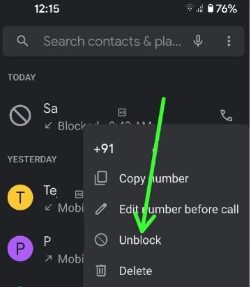 Unblock a phone number on your Pixel 5 device