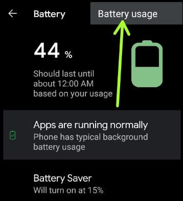Battery usage by Apps on Android 11