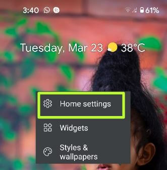 Open the Home settings to turn off app suggestion on Pixel 5