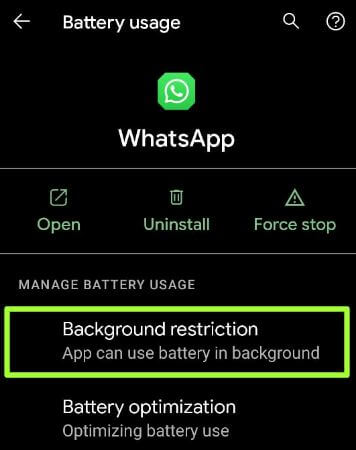 Stop background restriction Android 11 Stock OS