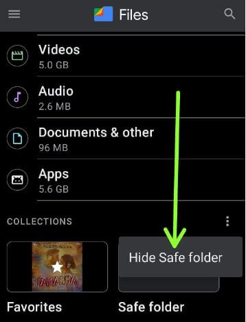 Hide Safe Folder on Google Pixel 4a 5G