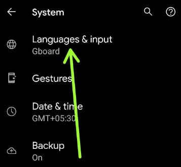 Languages and input settings to change default keyboard Android 11