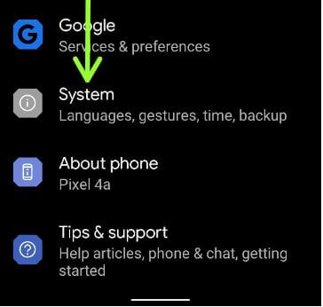 System settings in your Pixel 4a 5G smartphone