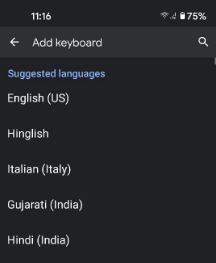 Add keyboard language in Google Pixel 5