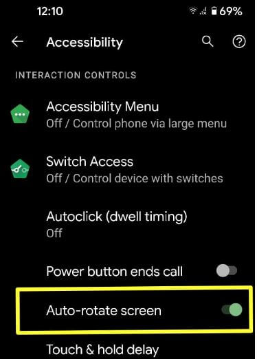Ative a tela de rotação automática no Android 11