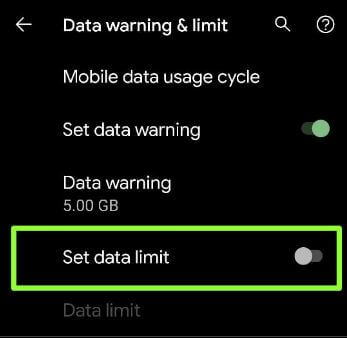 Limit Data usage on Android 11