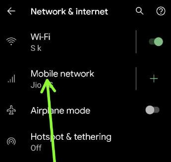 Mobile network settings to reduce data usage in stock Android 11
