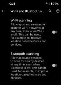 Turn Off Wi-Fi & Bluetooth Scanning to extend battery life in Google Pixel 5