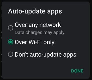 Update Apps Over Wi-Fi Only in your Pixels