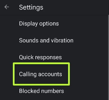 Calling accounts settings to use call forwarding on stock Android 11