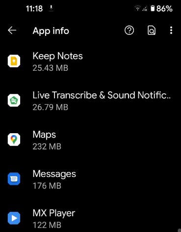 Select the app from the list to clear default apps on Android 11