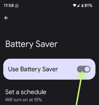Enable Battery Saver on Pixel 6 Pro and Pixel 6