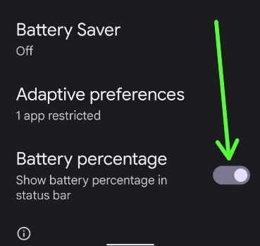 How to Display Battery Percentage in Status Bar on Google Pixel 6 Pro