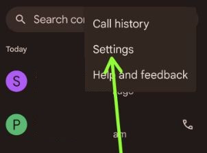 Tap on Settings to view phone app settings on your Pixels