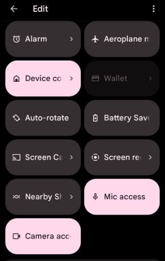 Add Camera and Microphone to Quick Settings Tiles Pixels