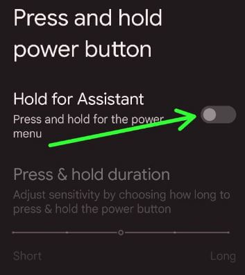 Disable Google Assistant after Pressing Power Button on Android 12