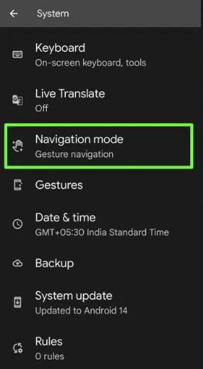 Android 14 Navigation Mode Settings