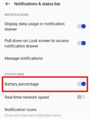 Enable Battery Percentage on OnePlus 9 Pro, 9RT, 9