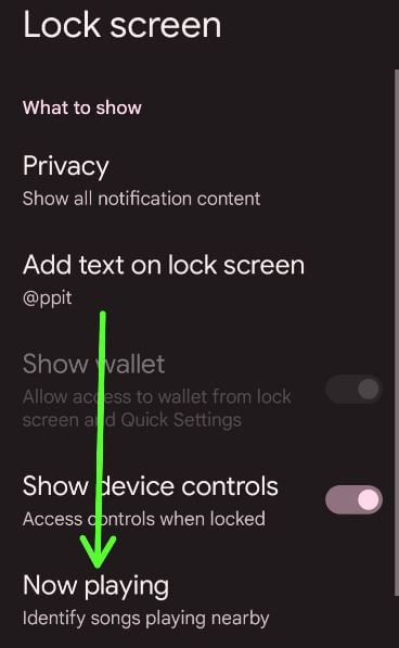 Enable Now Playing on Android 12 using lock screen settings