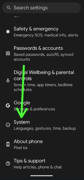 Go to system settings on your Android 14 to set navigation gesture