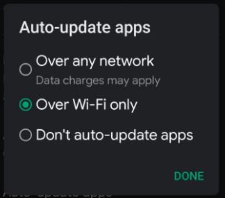 Set App Updat over Wi-Fi only on Pixels