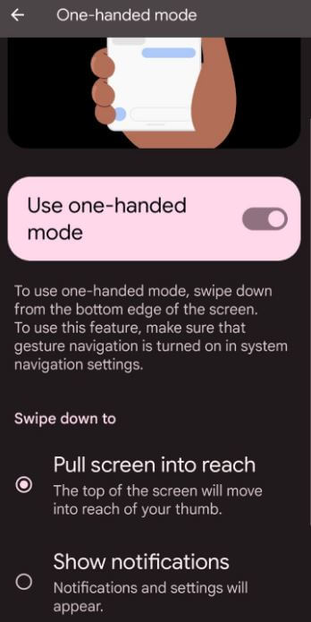 Use One Handed Mode on Android 12