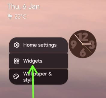 Widgets settings Google Pixel 6 Pro