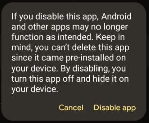 Disable Pre Installed App on Android