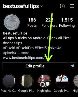 Edit Instagram Profile on your Android phone
