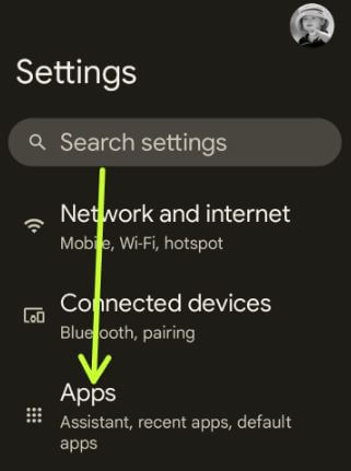 Go to Apps settings on your Android phone