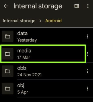 Media folder on your Internal Storage Android