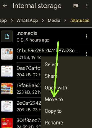 Move WhatsApp Status Video to Gallery on Android