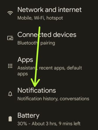 Notification settings on your Android 12