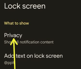 Privacy settings on lock screen Android 12