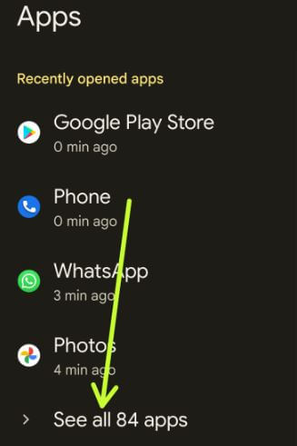See all apps to find system apps on your Android